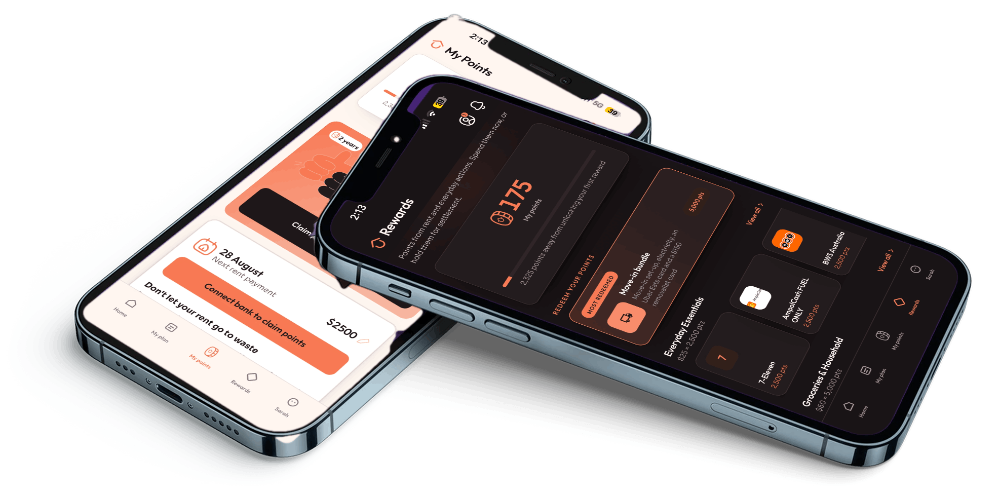 Occubuy app showing the rewards catalogue and the deposit tracker